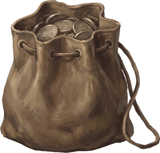 leather bag of coins